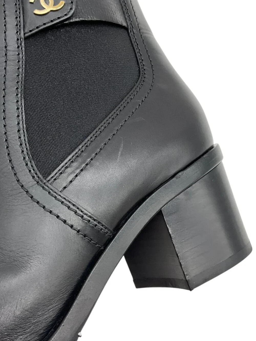 Chanel Black Leather CC Chelsea Boots
